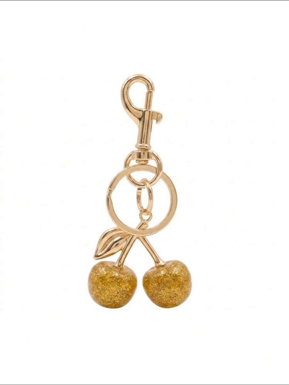 Gold Cherry Charm Keychain - Women Accessories 🍒